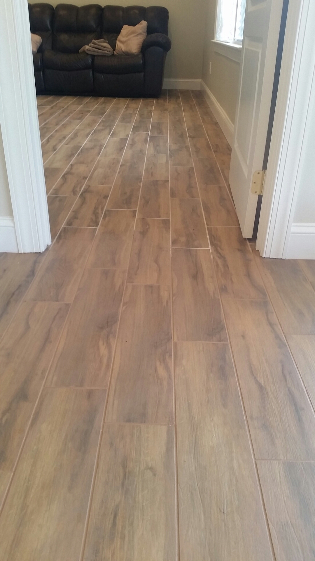 wood look tile half and half